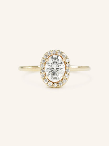 Stunning 1 CT Oval Moissanite Engagement Ring With Halo Design 1