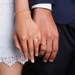 Delicate Moissanite Solitaire Men's Wedding Band with Round Cut Stones in Solid Gold 3