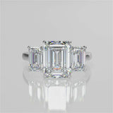 Stunning 2.53 CT Emerald Moissanite Engagement Ring with Three Stone Design 1