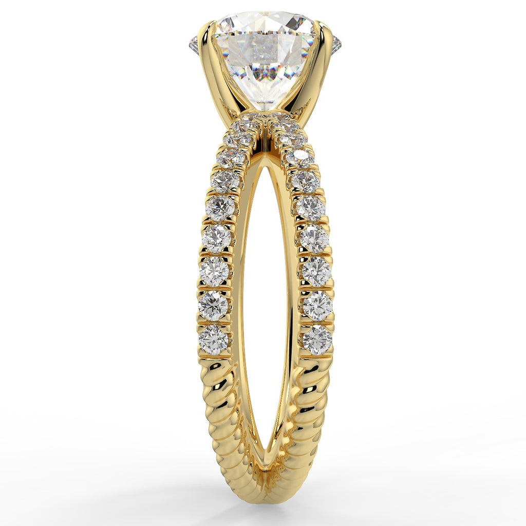 Stunning 2.0 CT Round Moissanite Engagement Ring with Criss-cross Pave Design 2
