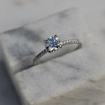 0.85 CT Round Cut Pave CVD E/VS1 Diamond Engagement Ring 1