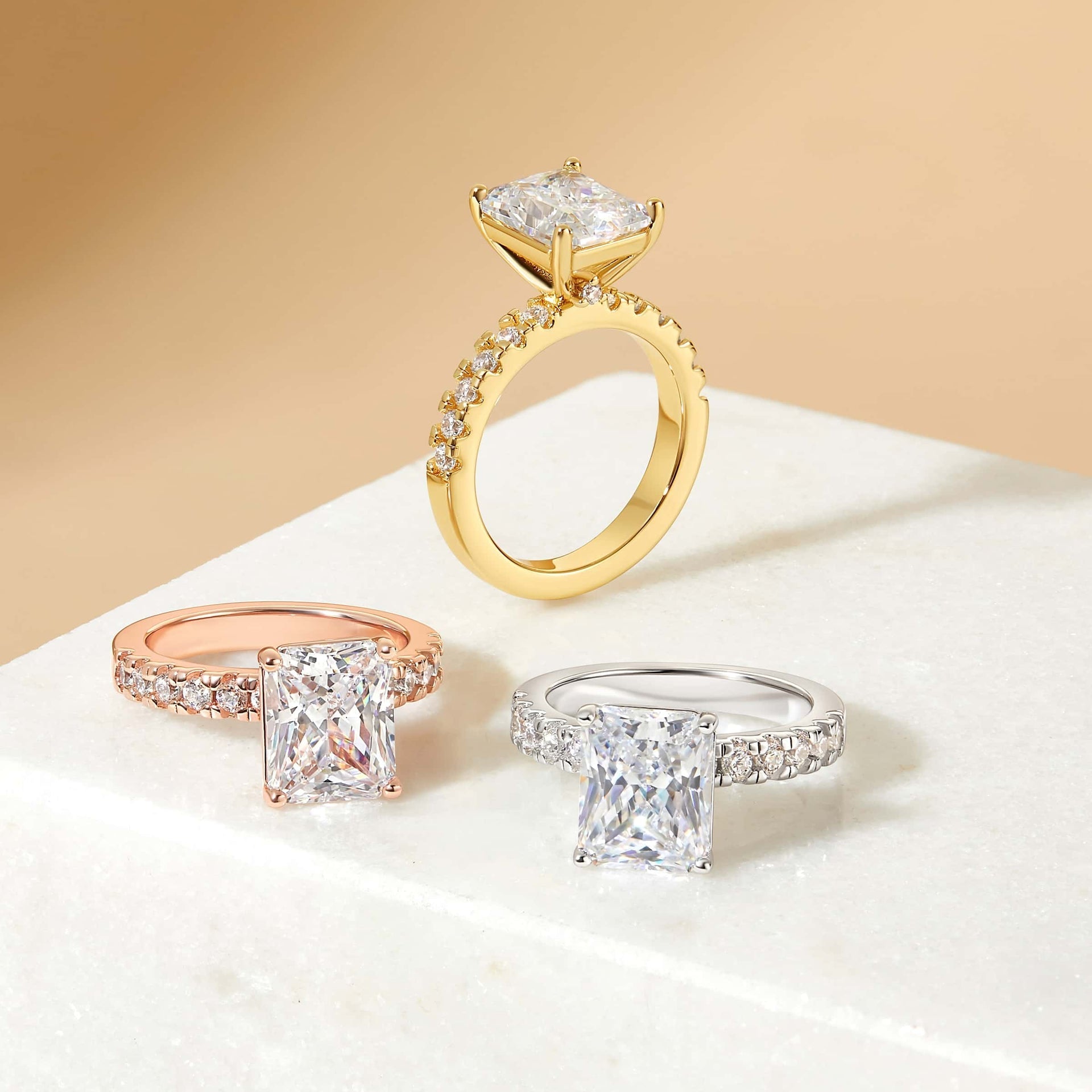 Stunning 3.0 CT Radiant Moissanite Engagement Ring in  Pave Design 6