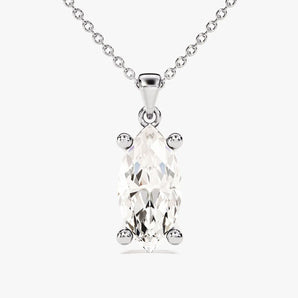 2.0 CT Marquise Moissanite Diamond Solitaire Pendant Necklace in Solid Gold