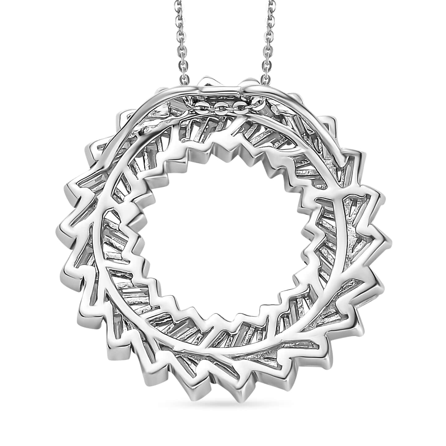 Round Cut Cubic Zirconia in 925 Sterling Silver Necklace 5