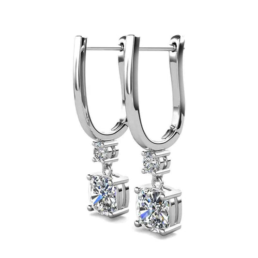 Round Cut Cubic Zirconia in 925 Sterling Silver Earrings 2