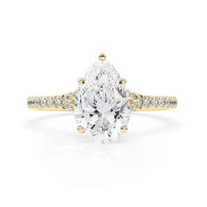 Stunning 2.0 CT Pear Moissanite Engagement Ring with Split Shank Design