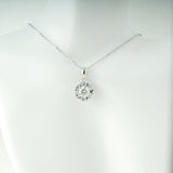 2.0 CT Round Moissanite Diamond Floral Halo  Pendant Necklace in Solid Gold 3