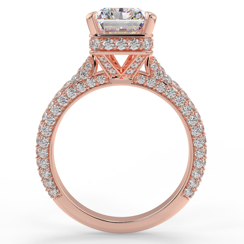 Stunning 2.45 CT Radiant Moissanite Engagement Ring with Hidden Halo & Three Side Pave Design 9
