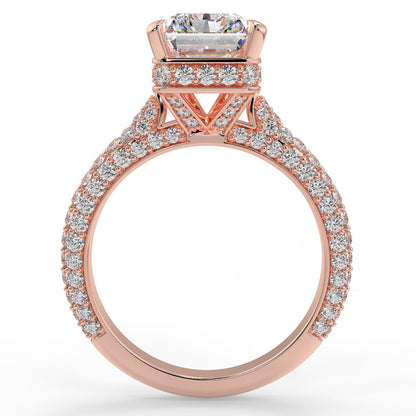 Stunning 2.45 CT Radiant Moissanite Engagement Ring with Hidden Halo & Three Side Pave Design 9