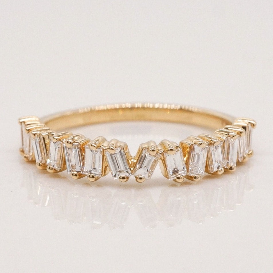 Stunning 0.63 TCW Baguette Moissanite Stone Half Eternity Wedding Band 1