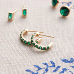 0.54 TCW Round Emerald Lab Made Diamond-May Birthstone Hoop Earrings 3