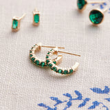 0.54 TCW Round Emerald Lab Made Diamond-May Birthstone Hoop Earrings 3
