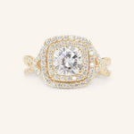 Stunning 1.0 CT Round Moissanite Engagement Ring with Double Halo Design 1