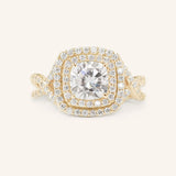 Stunning 1.0 CT Round Moissanite Engagement Ring with Double Halo Design 1