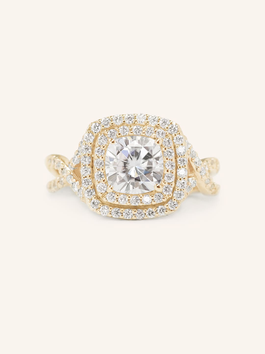 Stunning 1.0 CT Round Moissanite Engagement Ring with Double Halo Design 1