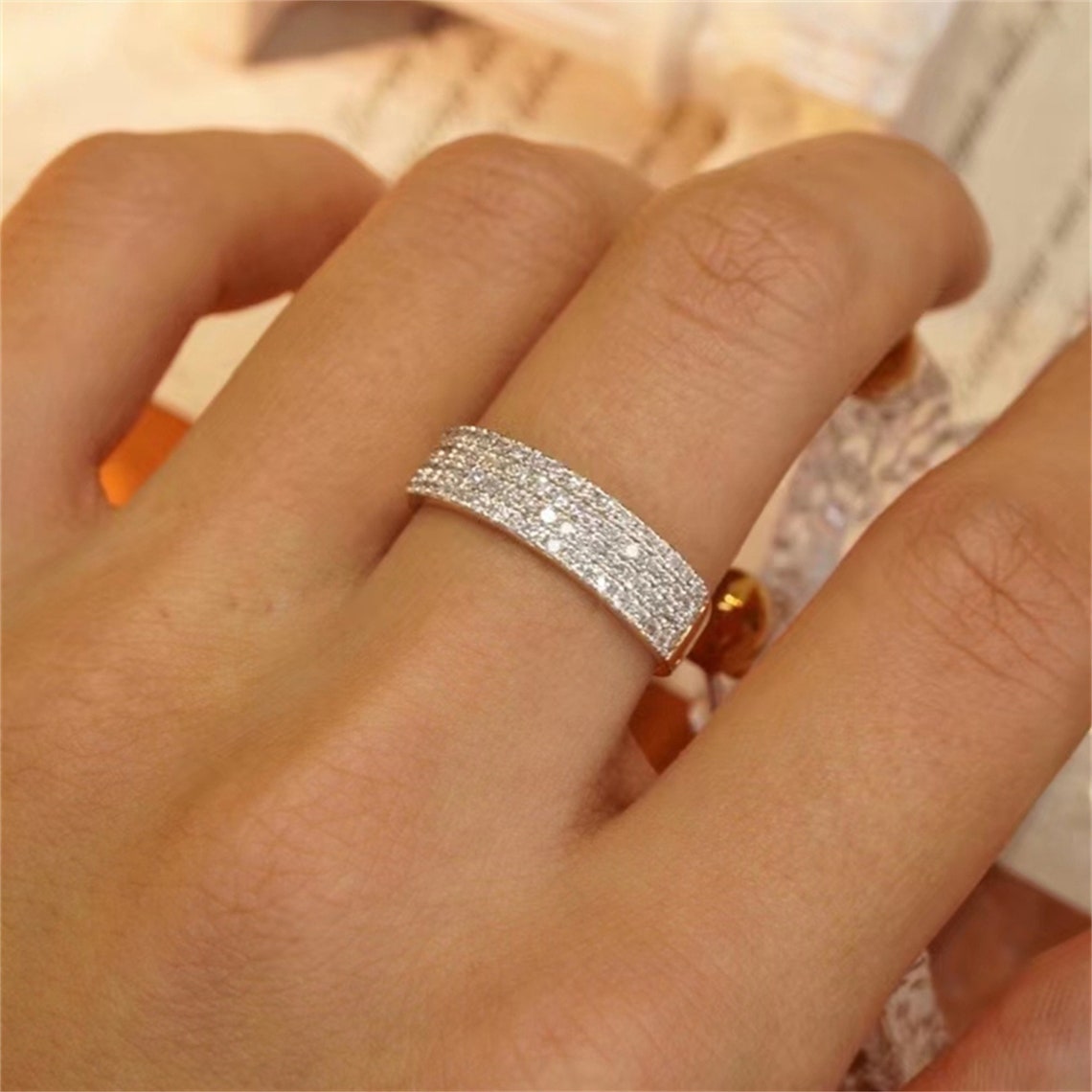 
                  
                    0.5 TCW  Round Cut Moissanite Bridal Wedding Band Semi Pave Accents
                  
                