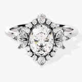 Stunning 1.50 CT Oval Moissanite Engagement Ring with Cluster Design 4