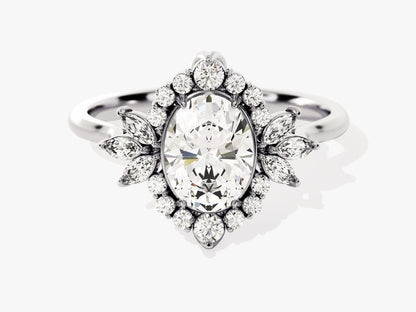 Stunning 1.50 CT Oval Moissanite Engagement Ring with Cluster Design 4