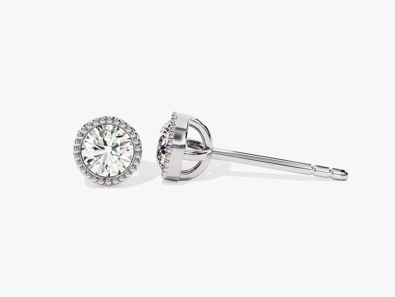 0.50 TCW Round Cut Moissanite Stud Earrings in Gold 4