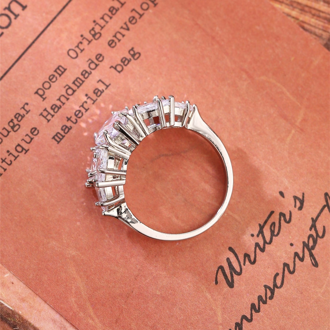 Stunning 2.0 CT Pear Moissanite Engagement Ring with Cluster Design 4