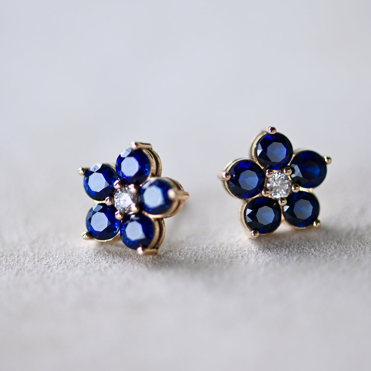 1.46 TCW Round Sapphire Lab Made Diamond- September Birthstone Earrings 8