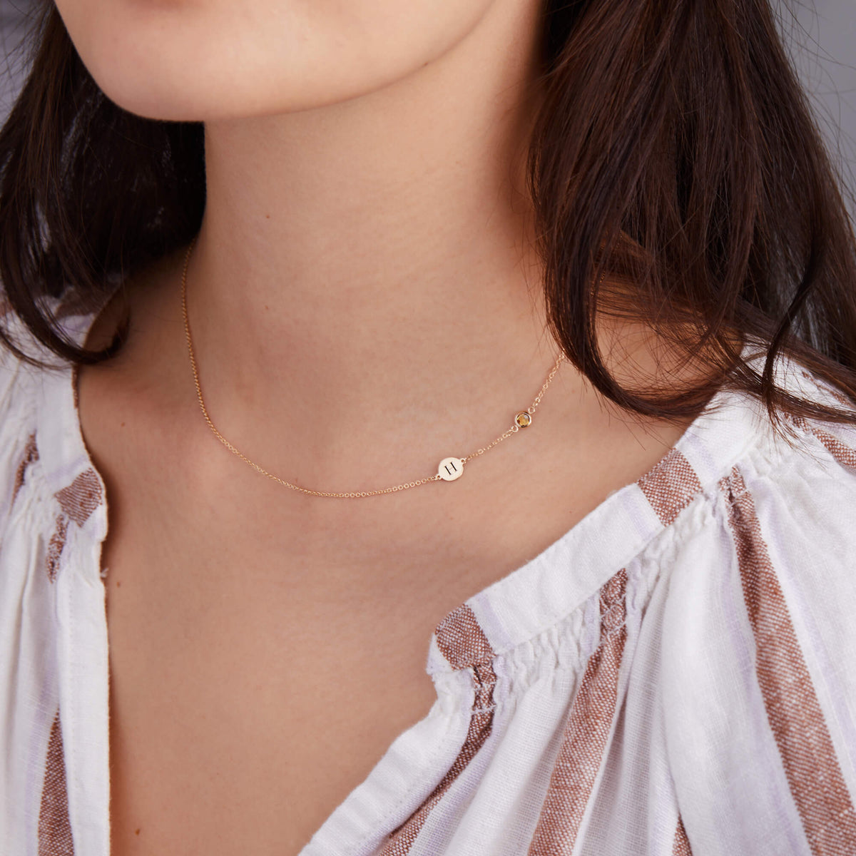 0.25 TCW Round Citrine Lab Made Diamond- November Birthstone Necklace 6