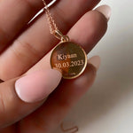 0.18 CT Round Moissanite Diamond Sign Pendant Necklace in Solid Gold 7