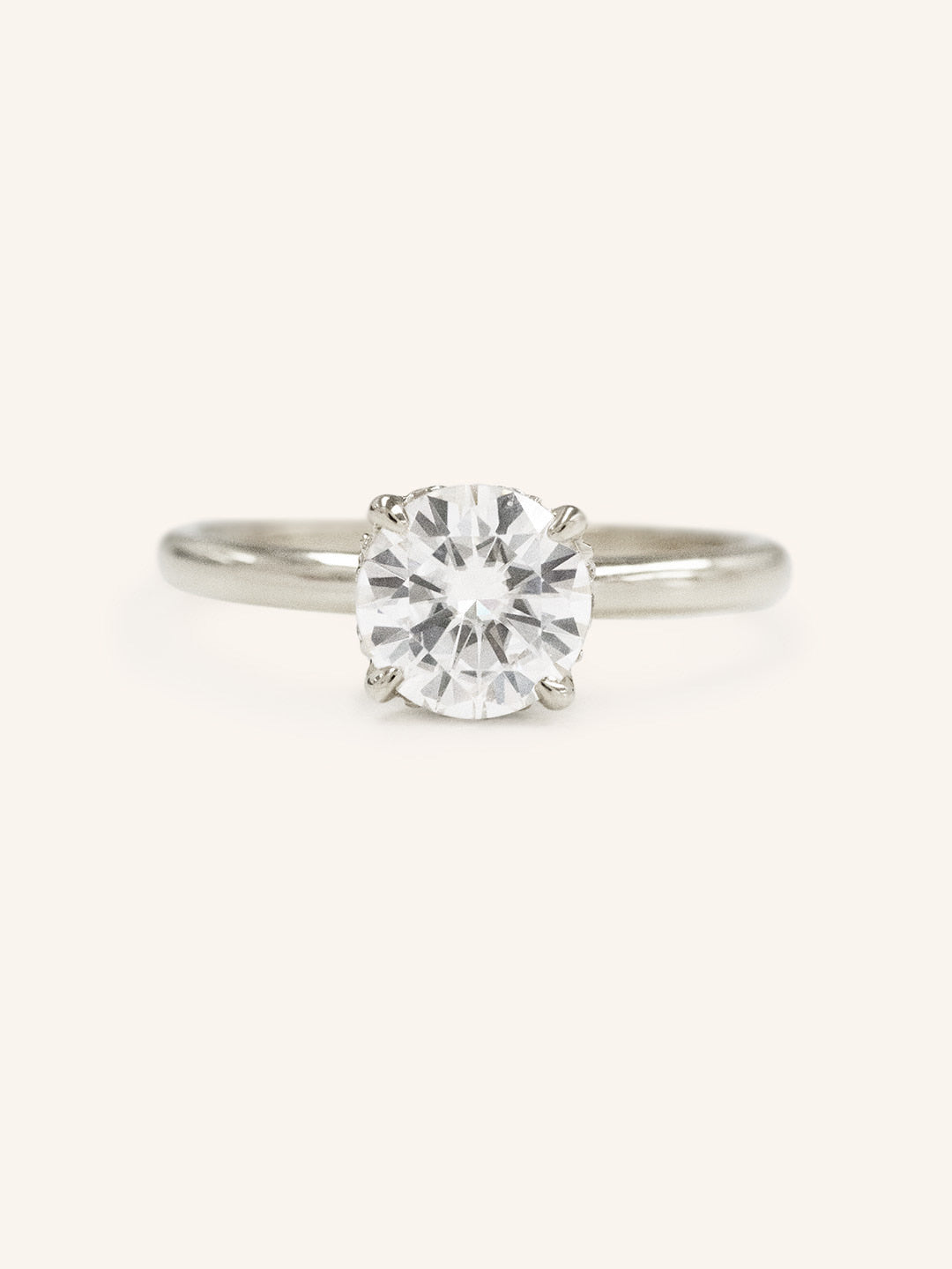 Stunning 1.0 CT Round Moissanite Engagement Ring with Hidden Halo Design 5