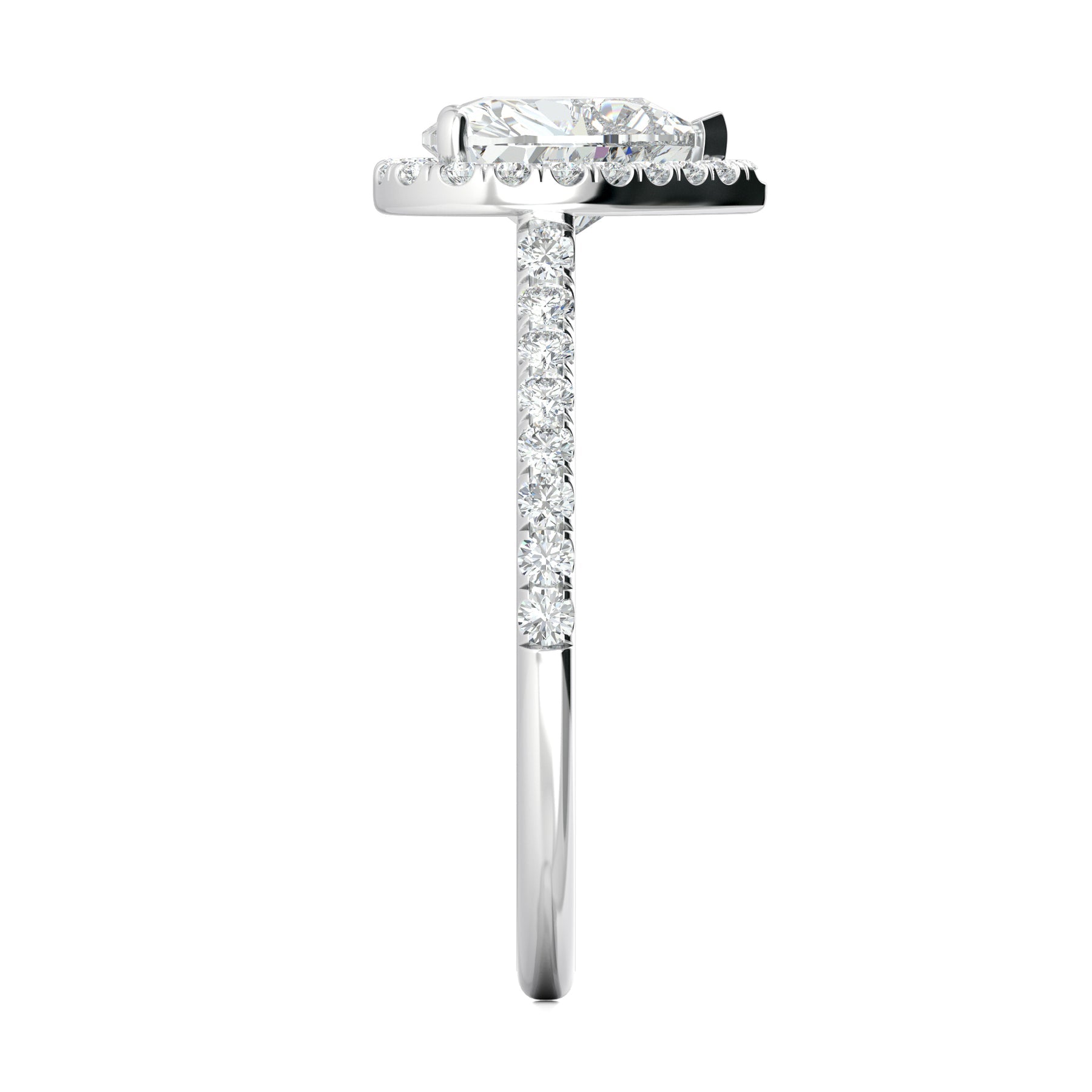 Stunning 0.5 CT Heart Moissanite Engagement Ring With Halo & Pave Design 4