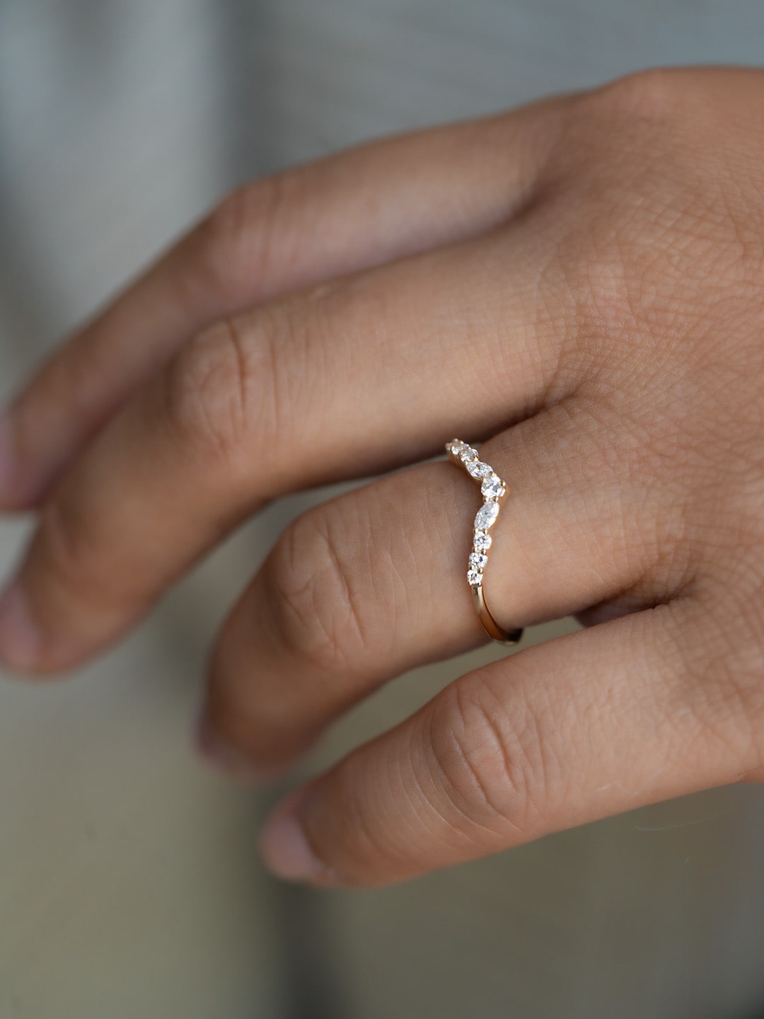 Stunning 0.20 CT Round & Marquise Moissanite Stones Curved Wedding Bands 6
