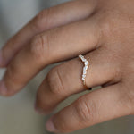 Stunning 0.20 CT Round & Marquise Moissanite Stones Curved Wedding Bands 6