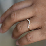 Stunning 0.20 CT Round & Marquise Moissanite Stones Curved Wedding Bands 6