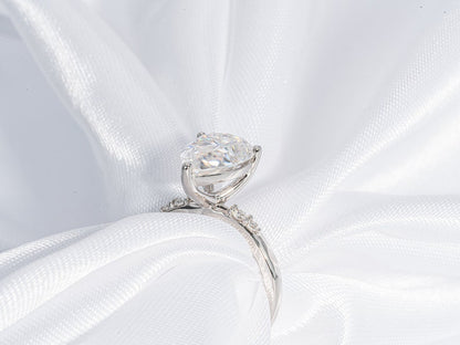 Stunning 3.0 CT Pear Cut Moissanite Engagement Ring with Pave Design 4