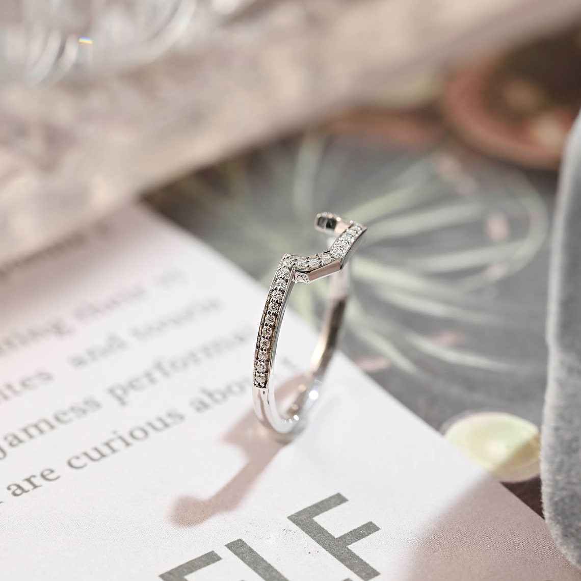 0.3 TCW Round Cut Shaped Moissanite Bridal Wedding Band 8