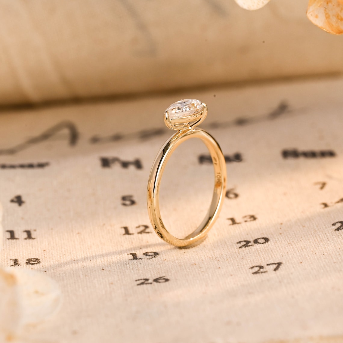 Stunning 0.8 CT Pear Moissanite Engagement Ring With East-West Solitaire Design 5