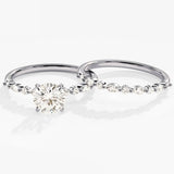 1.50 CT Round Cut Moissanite Bridal Ring Set with Marquise & Round Wedding Bands 3