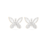 2.0 TCW Round & Baguette Cut Moissanite Butterfly Stud Earrings in Gold 5