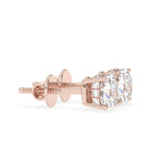 2.0 TCW Cushion Cut Moissanite Hidden Halo Stud Earrings in Gold 3