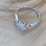 Round Cut 3 Stones Style Cubic Zirconia in 925 Sterling Silver Ring 9
