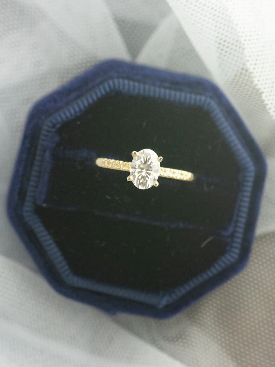 Stunning 1 CT Oval Moissanite Engagement Ring With Pave Design 5