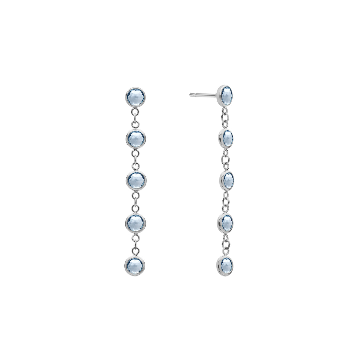 1.25 TCW Round Aquamarine Lab Made Diamond- March Birthstone Dangle 5