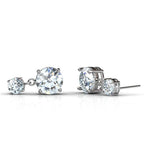 Round Cut Cubic Zirconia in 925 Sterling Silver Earrings 2