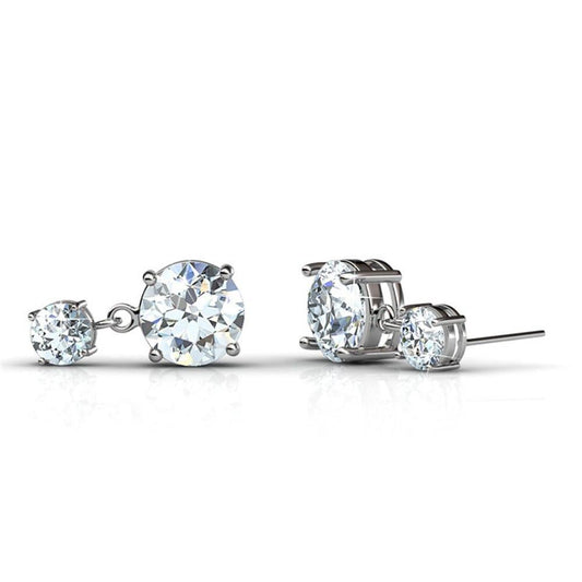 Round Cut Cubic Zirconia in 925 Sterling Silver Earrings 2
