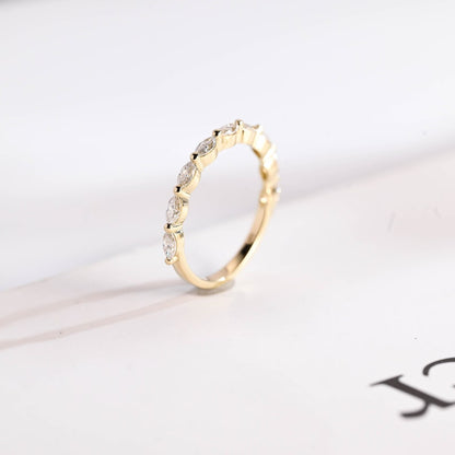 Stunning 0.2 TCW Marquise Moissanite Stones Half Eternity Wedding Bands 5