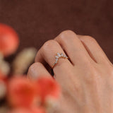 0.15 TCW Marquise Cut Moissanite Bridal Wedding Band With Curved Style 3