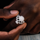 7 CT Round Pave Skull Style Silver Men's Wedding Band 2