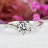 Stunning 0.50 CT Round Moissanite Engagement Ring with Pave Design 1
