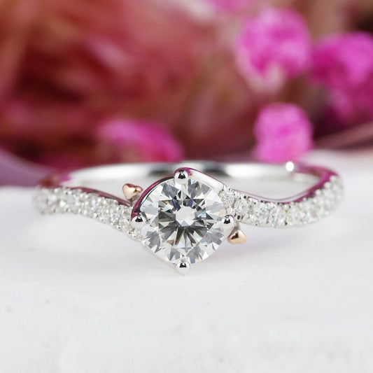 Stunning 0.50 CT Round Moissanite Engagement Ring with Pave Design 1