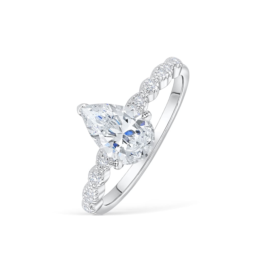 Stunning 1.5 CT Pear Moissanite Engagement Ring Pave Design 2
