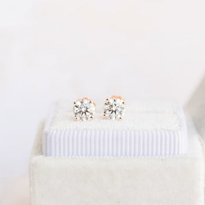 1.0 TCW Round Shape Moissanite Stud Earrings in Gold